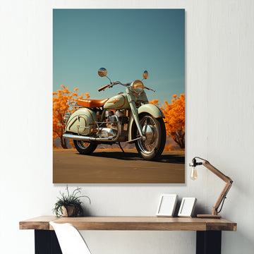Retro Cruiser Motorcycle - Motorcycle Canvas Wall Art